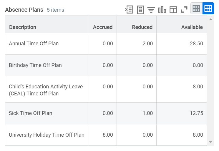 picture of absence plans section from payslip