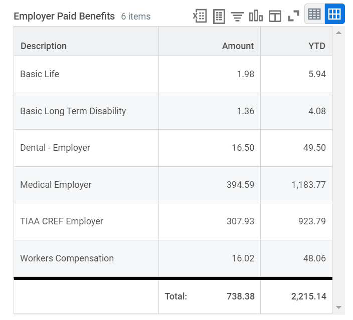 picture of employer paid benefits section from payslip